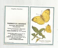 JC , Calendrier ,petit Format ,1999 ,pharmacie De L'Université ,Angers,papillon,papilio Xanthe, 2 Scans - Tamaño Pequeño : 1991-00