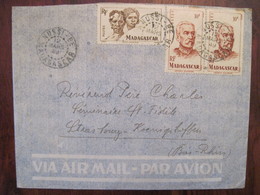 Madagascar 1949 France NOSSI BE Lettre Enveloppe Cover Colonie Par Avion Air Mail Paire 10f - Oblitérés