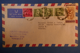489 INDE LETTRE 1972 BOMBAY  PAR AVION POUR PARIS AVENUE MONTAIGNE VIII  AFFRANCHISSEMNET PLAISANT + CACHET BOMBAY - Covers & Documents