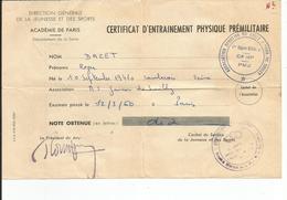 CERTIFICAT D ENTRAINEMENT PHYSIQUE PRELIMINAIRE  Lycée Janson De Sailly 1960  PARIS - Sport & Tourismus