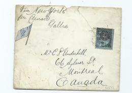 Great Britain Victoria Sg201 On Ship Mail Posted On Ss.galia To Canada Birmingham Squared Circle - Covers & Documents