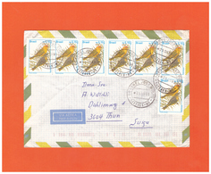 1996 BRASIL AIR MAIL COUVERT WITH 7 BIRD STAMPS STRIPE 6+1 TO SWISS - Lettres & Documents