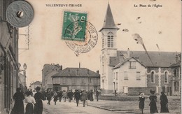 94 - Carte Postale Ancienne De  VILLENEUVE  LE TRIAGE  La Place De L'Eglise - Villeneuve Le Roi