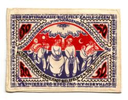 1922 // Allemagne // Stadt BIELEFELD // 50 Mark // Gewebe (Stoff)Banknote - Verzamelingen