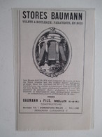MELUN (77)  - Fabrication De Stores Et Volets à Rouleaux En Bois - Ets STORES BAUMANN    - Coupure De Presse De 1923 - Architecture