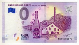 2018-1 BILLET TOURISTIQUE PORTUGAL 0 EURO SOUVENIR N°MEAK000870 ENGENHOS DO NORTE PORTO - Pruebas Privadas