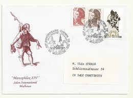 BELLE LETTRE POUR LA SUISSE +  CACHET ANNIVERSAIRE  CHEMIN DE FER MULHOUSE  17/09/1989 - Temporary Postmarks