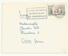 BELLE LETTRE POUR LA SUISSE +  FLAMME VISITEZ LA  GROTTE DES  DEMOISELLES  MONTPELLIER 11/9/1962 - Sellados Mecánicos (Publicitario)