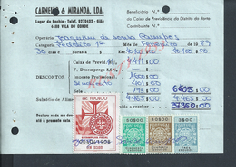 DOCUMENT COMMERCIAL 1989 DE CARNEIRO & MIRANDA GIAO VILA DO CONDE SUR TIMBRES FISCAUX DU PORTUGAL : - Briefe U. Dokumente