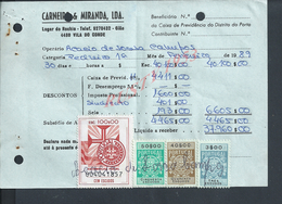 DOCUMENT COMMERCIAL 1989 DE CARNEIRO & MIRANDA GIAO VILA DO CONDE SUR TIMBRES FISCAUX DU PORTUGAL : - Covers & Documents