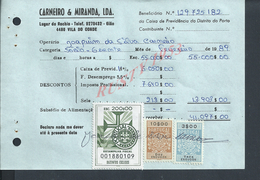 DOCUMENT COMMERCIAL 1989 DE CARNEIRO & MIRANDA GIAO VILA DO CONDE SUR TIMBRES FISCAUX DU PORTUGAL : - Cartas & Documentos