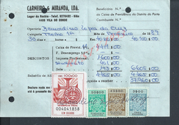 DOCUMENT COMMERCIAL 1989 DE CARNEIRO & MIRANDA GIAO VILA DO CONDE SUR TIMBRES FISCAUX DU PORTUGAL : - Covers & Documents