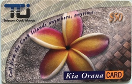 ILES COOK  -  Phonecard  -  " Flower " -  $50  -  Kia Orana CARD  -  TCI - Islas Cook