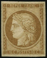 ** N°1F 10c Jaune, Réimp - TB - 1849-1850 Cérès