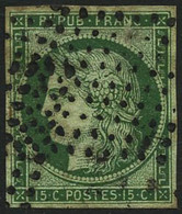 Oblit. N°2 15c Vert, Pelurage Au Verso - B - 1849-1850 Cérès