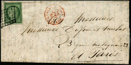 Lettre N°2 15c Vert, Obl Grille S/lettre - TB - 1849-1850 Cérès