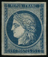 * N°4 25c Bleu, Signé Calves Et Brun - TB - 1849-1850 Cérès