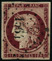Oblit. N°6 1F Carmin Foncé - B - 1849-1850 Cérès