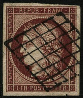 Oblit. N°6 1F Carmin, Petit Pelurage Au Verso - B - 1849-1850 Ceres