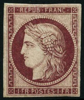 ** N°6F 1F Carmin, Réimp - TB - 1849-1850 Ceres