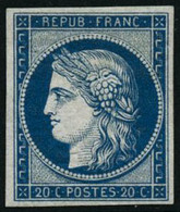 ** N°8F 20c Bleu, Réimp - TB - 1849-1850 Cérès