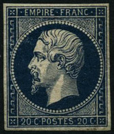 ** N°14Ab 20c Bleu Noir, Type I Signé Brun - TB - 1853-1860 Napoléon III.