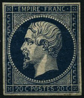 ** N°14Ab 20c Bleu Noir, Type I Signé Brun - TB - 1853-1860 Napoleon III