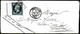 Lettre N°14Ai 20c Bleu, BDF Avec Filet D'encadrement S/lettre - TB - 1853-1860 Napoléon III