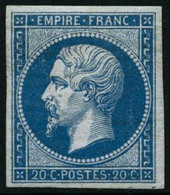 ** N°14B 20c Bleu, Type II Signé JF Brun - TB - 1853-1860 Napoléon III