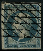 Oblit. N°15 25c Bleu, Signé JF Brun - TB - 1853-1860 Napoléon III.