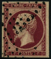 Oblit. N°18 1F Carmin, Infime Pelurage Au Verso - B - 1853-1860 Napoléon III