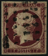 Oblit. N°18a 1F Carmin Foncé, Infime Froissure - B - 1853-1860 Napoléon III