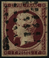 Oblit. N°18a 1F Carmin Foncé, Infime Froissure - B - 1853-1860 Napoleon III