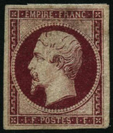 * N°18g 1F Velours Par Endroits, Quelques Inégalités D'épaisseur De Papier D'origine, Nuance Exceptionnelle - B - 1853-1860 Napoléon III