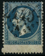 Oblit. N°22 20c Bleu, Superbe Piquage à Cheval - TB - 1862 Napoléon III.