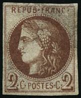 ** N°40Af 2c Chocolat Clair R1, Impression Fine De Tours - TB - 1870 Ausgabe Bordeaux