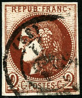 Oblit. N°40Bf 2c Rouge-brique Foncé, Nuance Exceptionnelle - TB - 1870 Uitgave Van Bordeaux