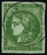 Oblit. N°42B 5c Vert-jaune, R2 - TB - 1870 Emission De Bordeaux