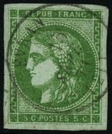 Oblit. N°42B 5c Vert-jaune, R2 - TB - 1870 Emisión De Bordeaux