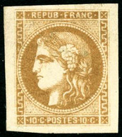 * N°43A 10c Bistre R1, Très Grandes Marges - TB - 1870 Ausgabe Bordeaux