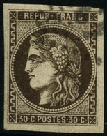 Oblit. N°47 30c Brun, Signé Brun - TB - 1870 Bordeaux Printing