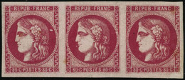 ** N°49 80c Rose, Bande De 3 - TB - 1870 Emission De Bordeaux