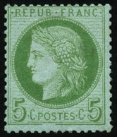 ** N°53 5c Vert-jaune S/azuré, Signé Brun - TB - 1871-1875 Cérès