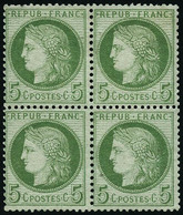 * N°53 5c Vert-jaune, Bloc De 4 - TB - 1871-1875 Cérès