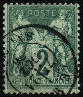 Oblit. N°62 2c Vert, Signé Brun - TB - 1876-1878 Sage (Type I)