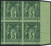 ** N°75 5c Vert, Bloc De 4 Spectaculaire Variété De Piquage - TB - 1876-1898 Sage (Type II)