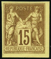 (*) N°77b 15c Jaune Clair, Régent Avec Teinte De Fond, Signé Brun - TB - 1876-1898 Sage (Type II)