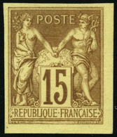 (*) N°77b 15c Jaune Clair, Régent Avec Teinte De Fond, Signé Brun - TB - 1876-1898 Sage (Tipo II)