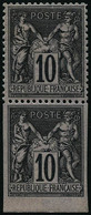 * N°89 10c Noir S/lilas, Paire Dont 1 Ex Non Dentelé Accidentel - TB - 1876-1898 Sage (Type II)