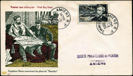 PJ N°1026 30F Jules Verne S/env 1er Jour Amiens 3/6/55 - TB - Otros & Sin Clasificación